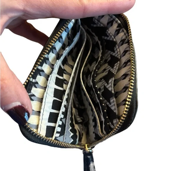 Vera Bradley Black Leather Wallet Card Case - Picture 3 of 3